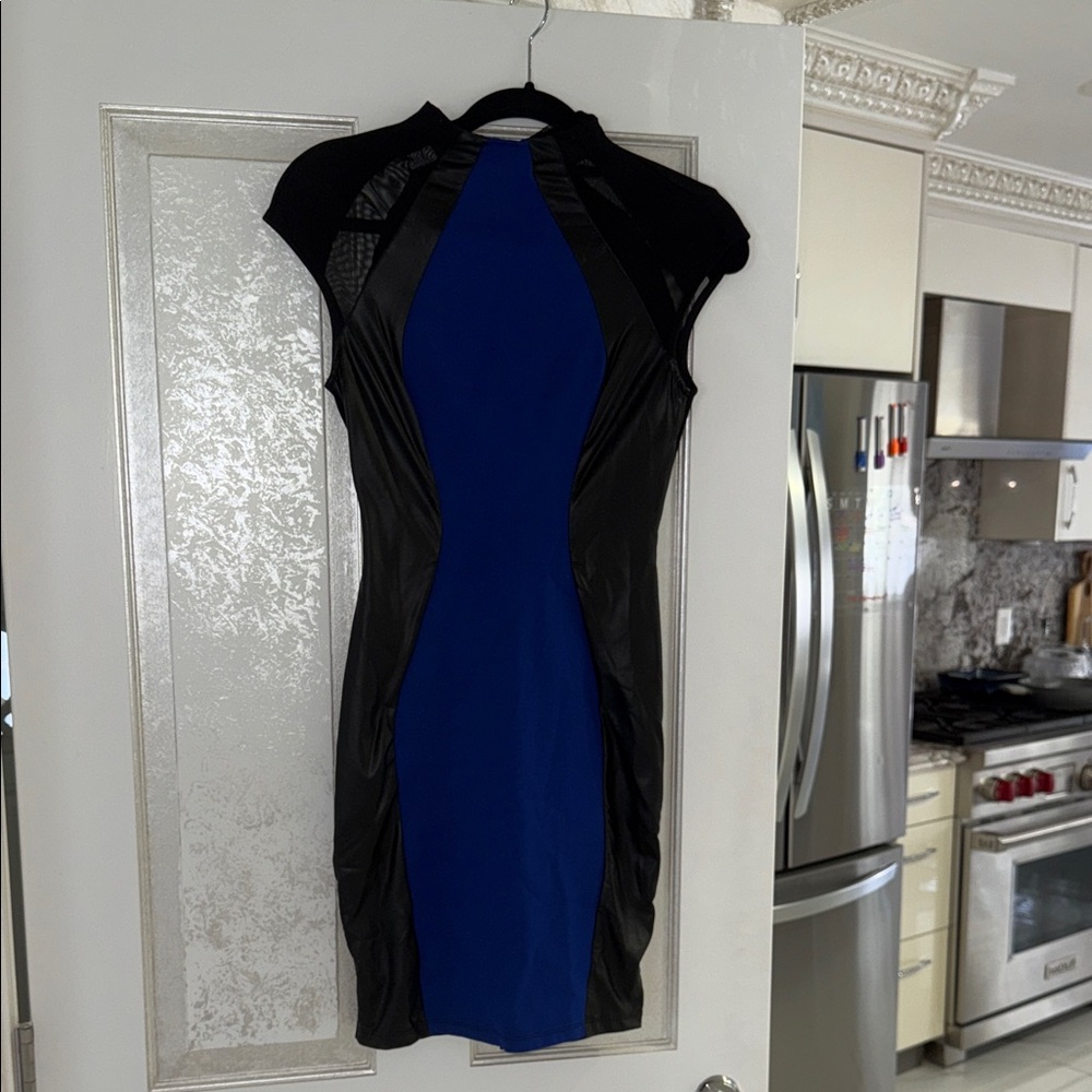 Elegant Blue and Black Dress